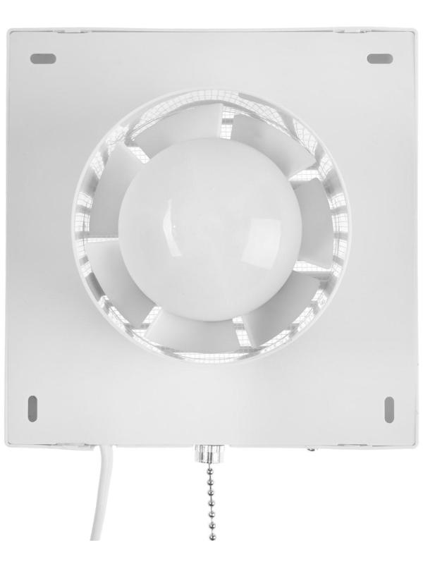 Вентилятор вытяжной ZEIN LOF-03, d=100 мм, 220 В, 15 Вт, сетка, шнурковый выключатель, белый