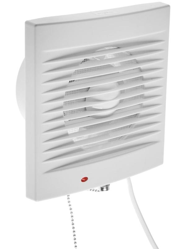 Вентилятор вытяжной ZEIN LOF-03, d=100 мм, 220 В, 15 Вт, сетка, шнурковый выключатель, белый
