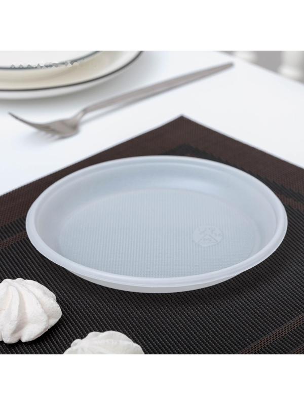 Набор одноразовых тарелок, d=17 см, 10 шт, цвет белый