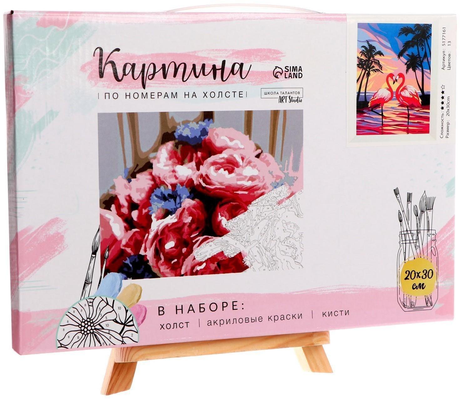 Картина по номерам на холсте с подрамником «Фламинго на закате», 30х20 см