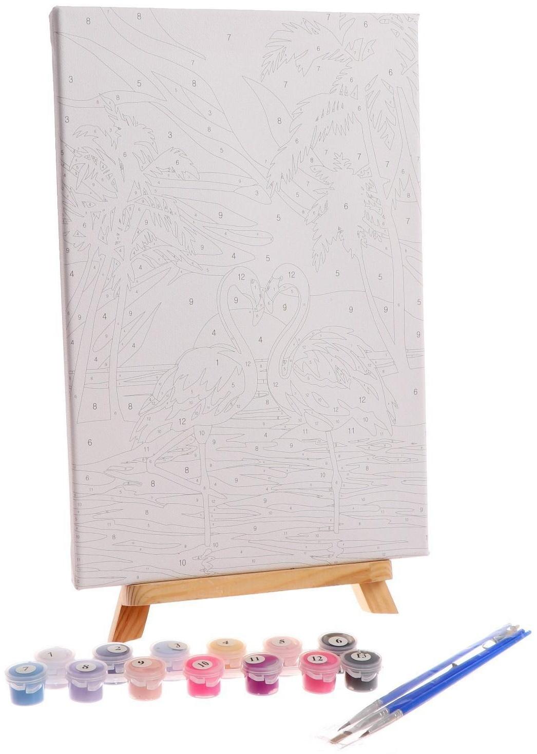 Картина по номерам на холсте с подрамником «Фламинго на закате», 30х20 см