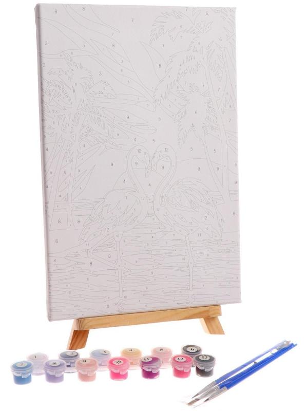 Картина по номерам на холсте с подрамником «Фламинго на закате», 30х20 см