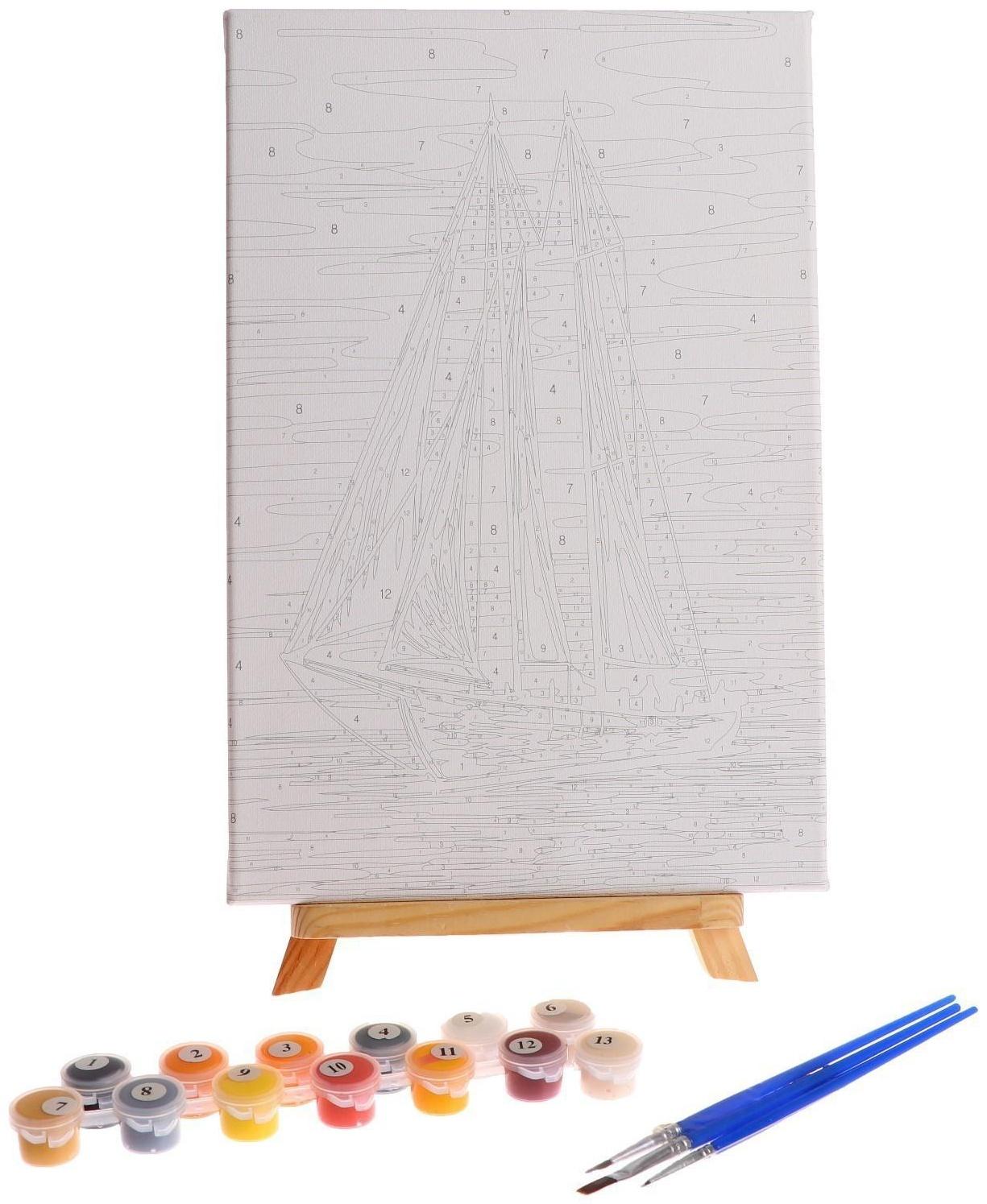 Картина по номерам на холсте с подрамником «Яхта в открытом море», 30х20 см