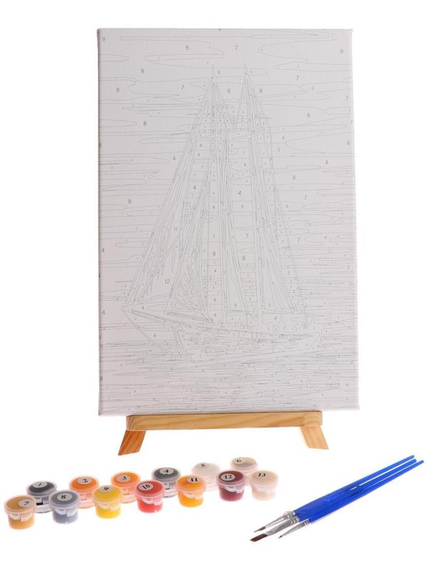 Картина по номерам на холсте с подрамником «Яхта в открытом море», 30х20 см