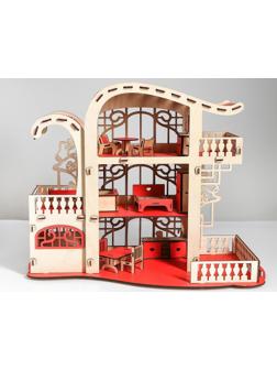 Сборная игрушка Домик «Усадьба Милана» красный с мебелью