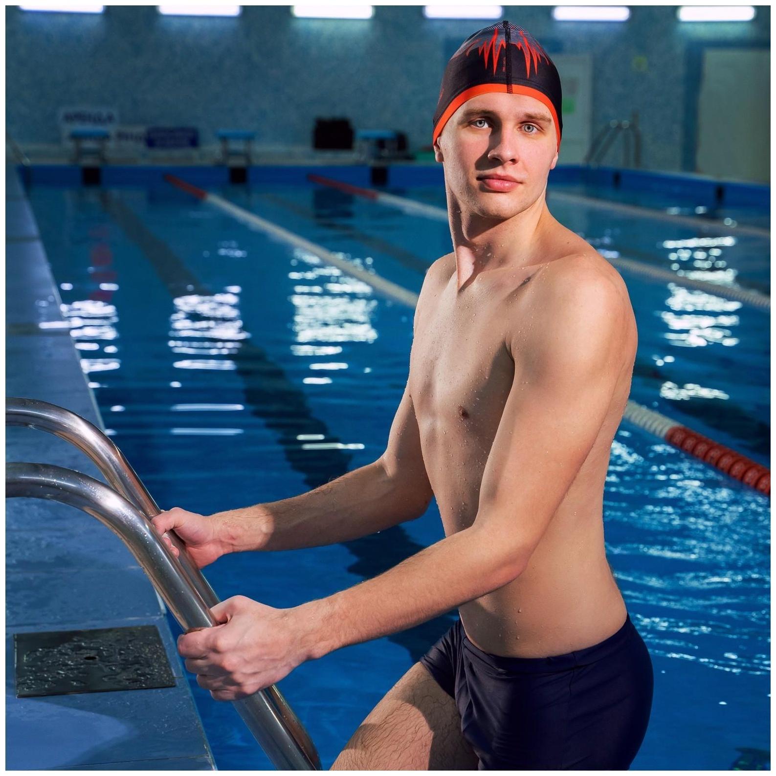 Шапочка для плавания мужская тканевая ONLYTOP Kids «Акула», обхват 54-60 см