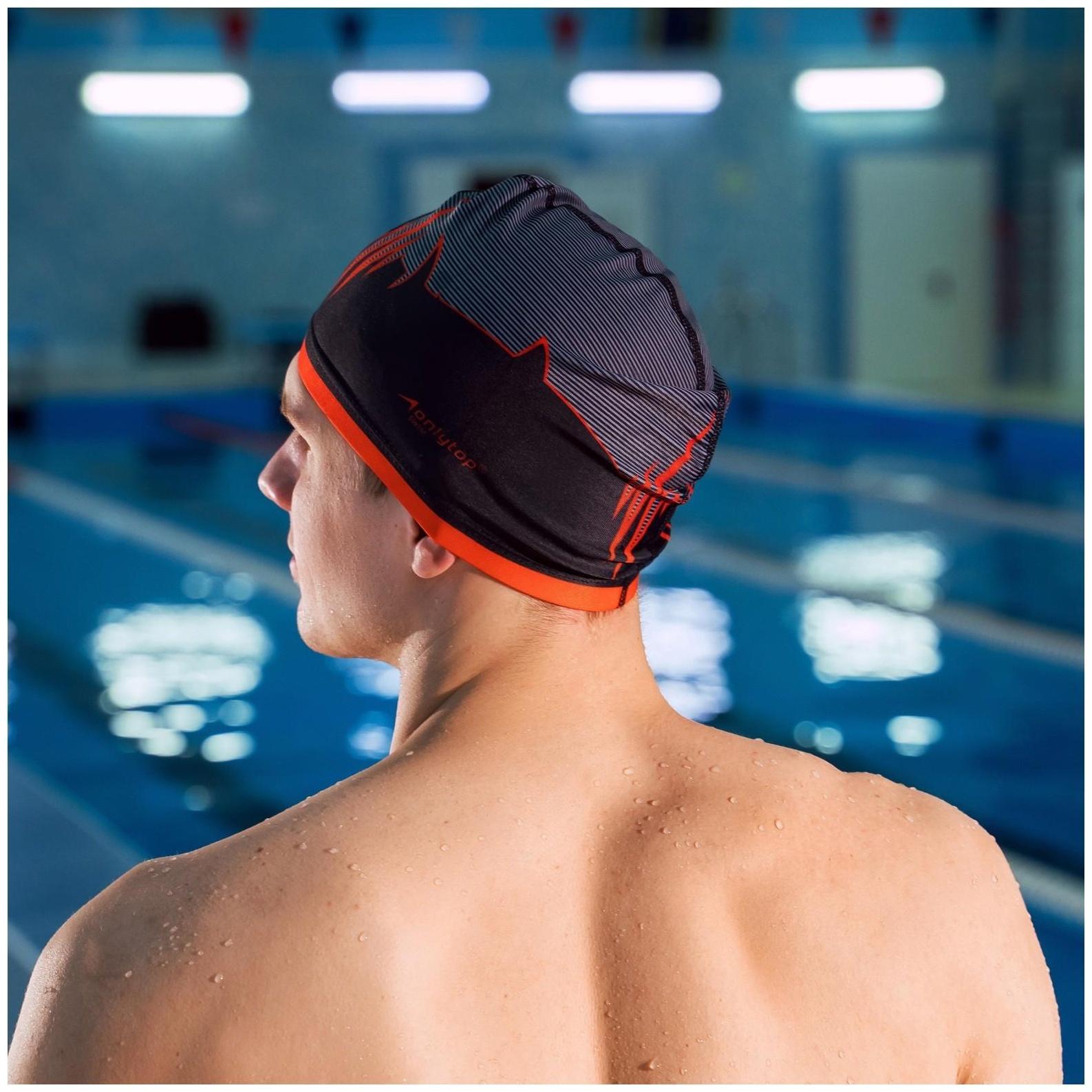 Шапочка для плавания мужская тканевая ONLYTOP Kids «Акула», обхват 54-60 см