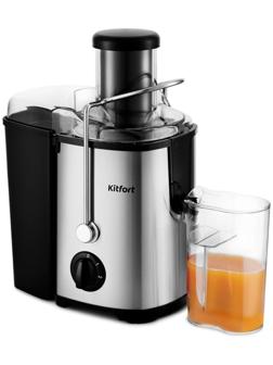 Соковыжималка Kitfort КТ-1116, центробежная, 600 Вт, 550 мл, 2 скорости, серебристая