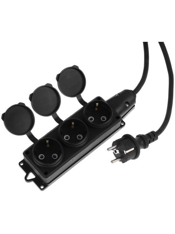 Удлинитель морозостойкий 3 розетки, 10 м, 16 А, КГ 3х1.5 мм2, с з/к, IP44