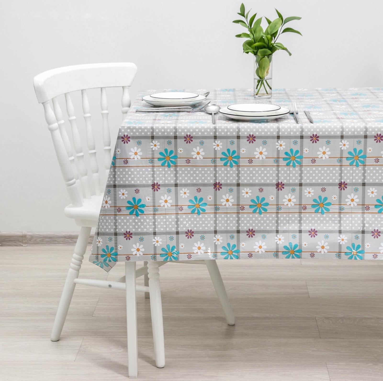 Клеёнка ПВХ «Ромашки», рулон 30 метров, ширина 137 см