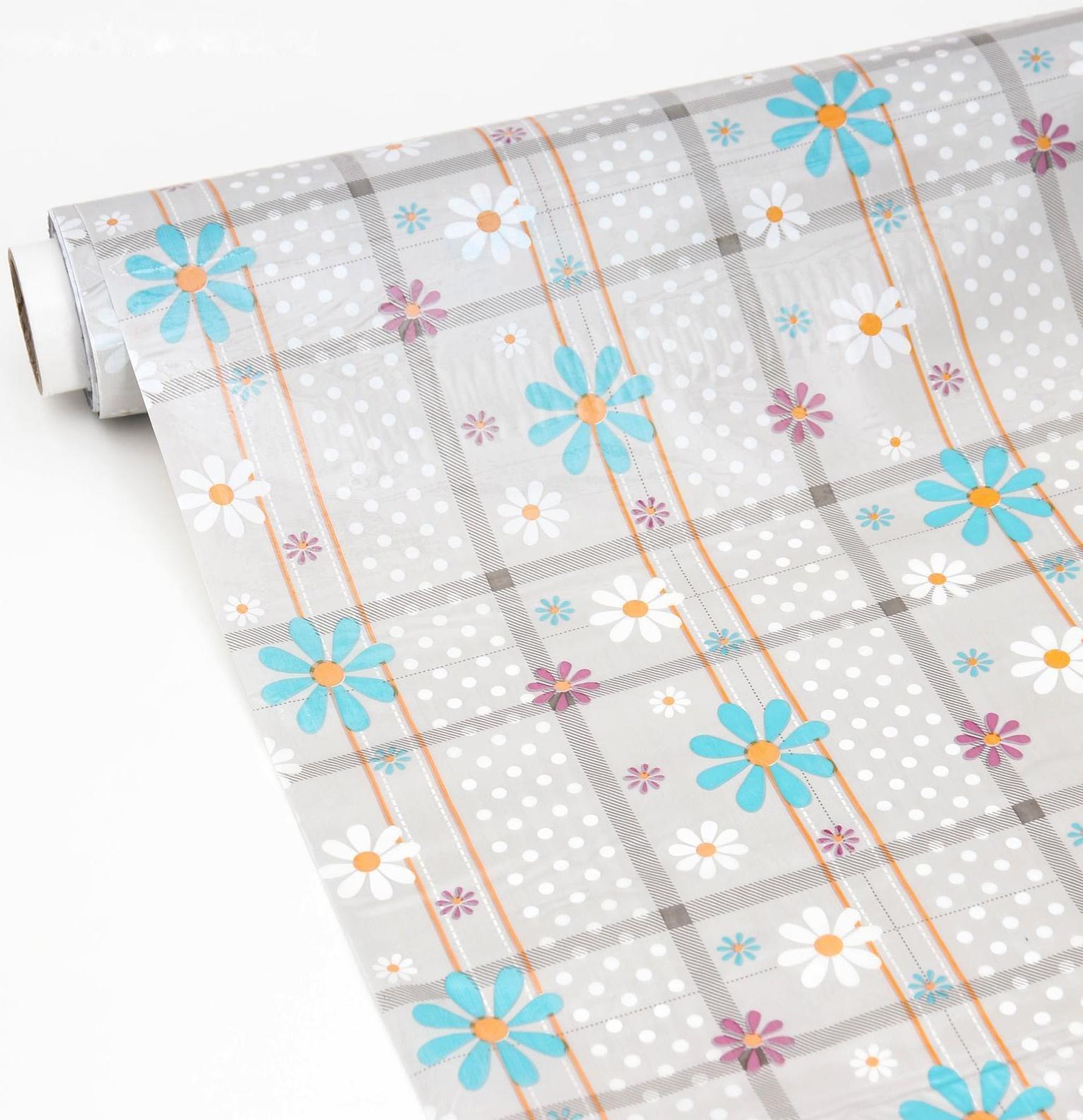 Клеёнка ПВХ «Ромашки», рулон 30 метров, ширина 137 см