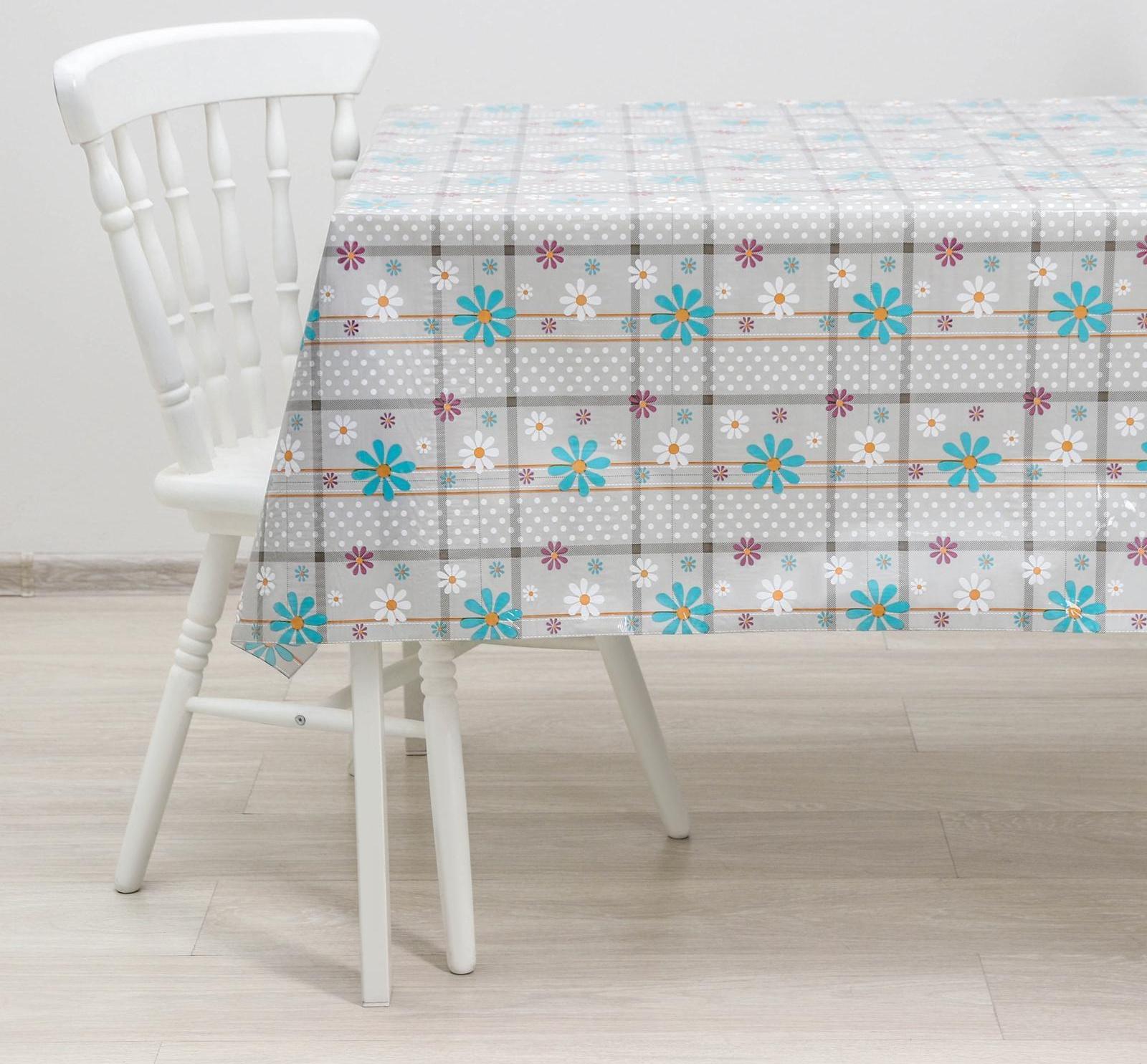 Клеёнка ПВХ «Ромашки», рулон 30 метров, ширина 137 см