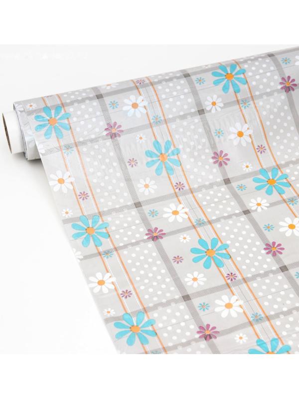 Клеёнка ПВХ «Ромашки», рулон 30 метров, ширина 137 см