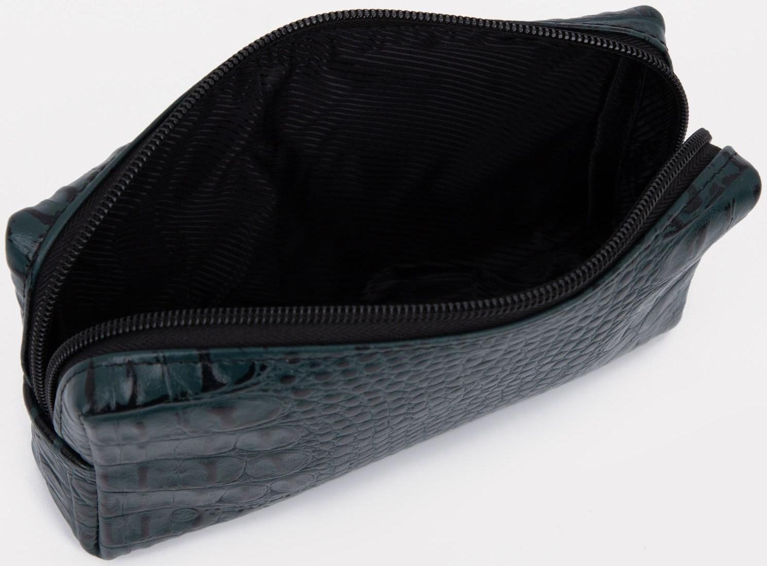 Косметичка на молнии, цвет зелёный