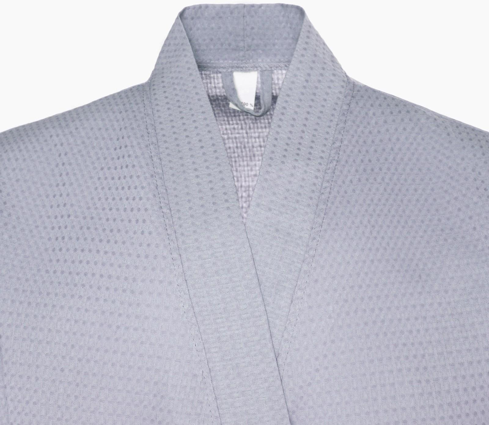 Халат вафельный мужской удлинённый Экономь и Я размер 50-52, цвет серый, 100% хлопок, 200г/м2