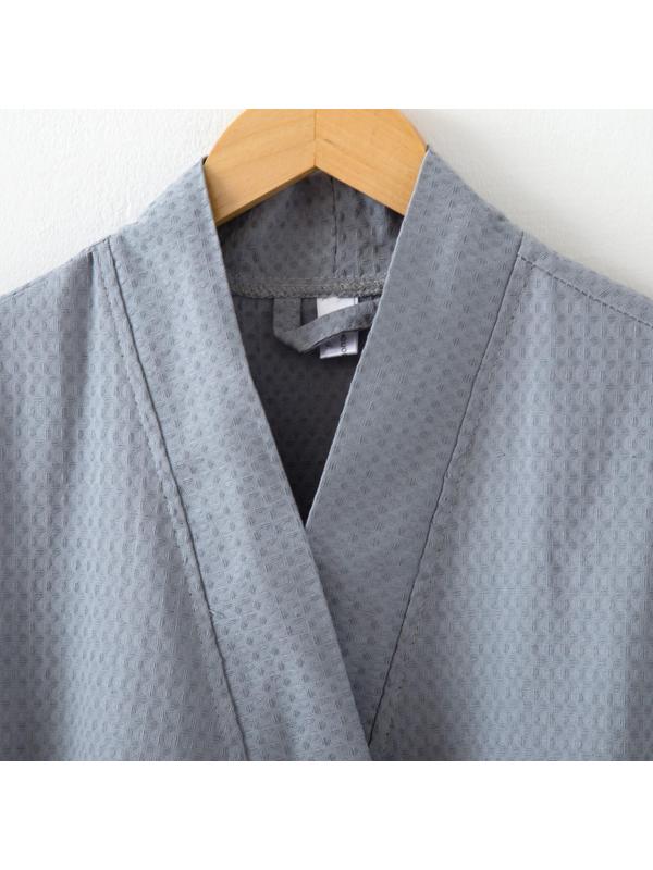 Халат вафельный мужской удлинённый Экономь и Я размер 50-52, цвет серый, 100% хлопок, 200г/м2