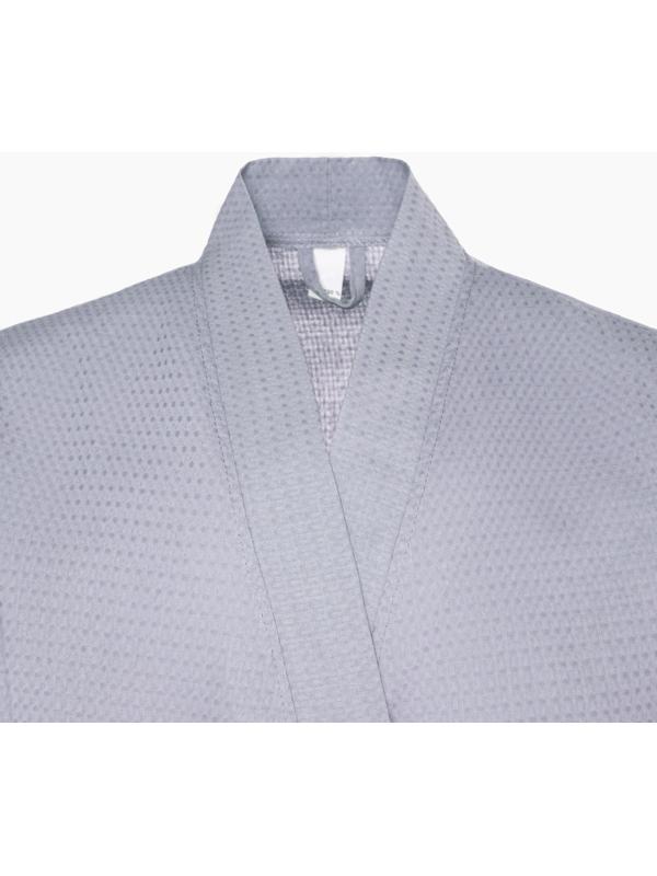 Халат вафельный мужской удлинённый Экономь и Я размер 50-52, цвет серый, 100% хлопок, 200г/м2