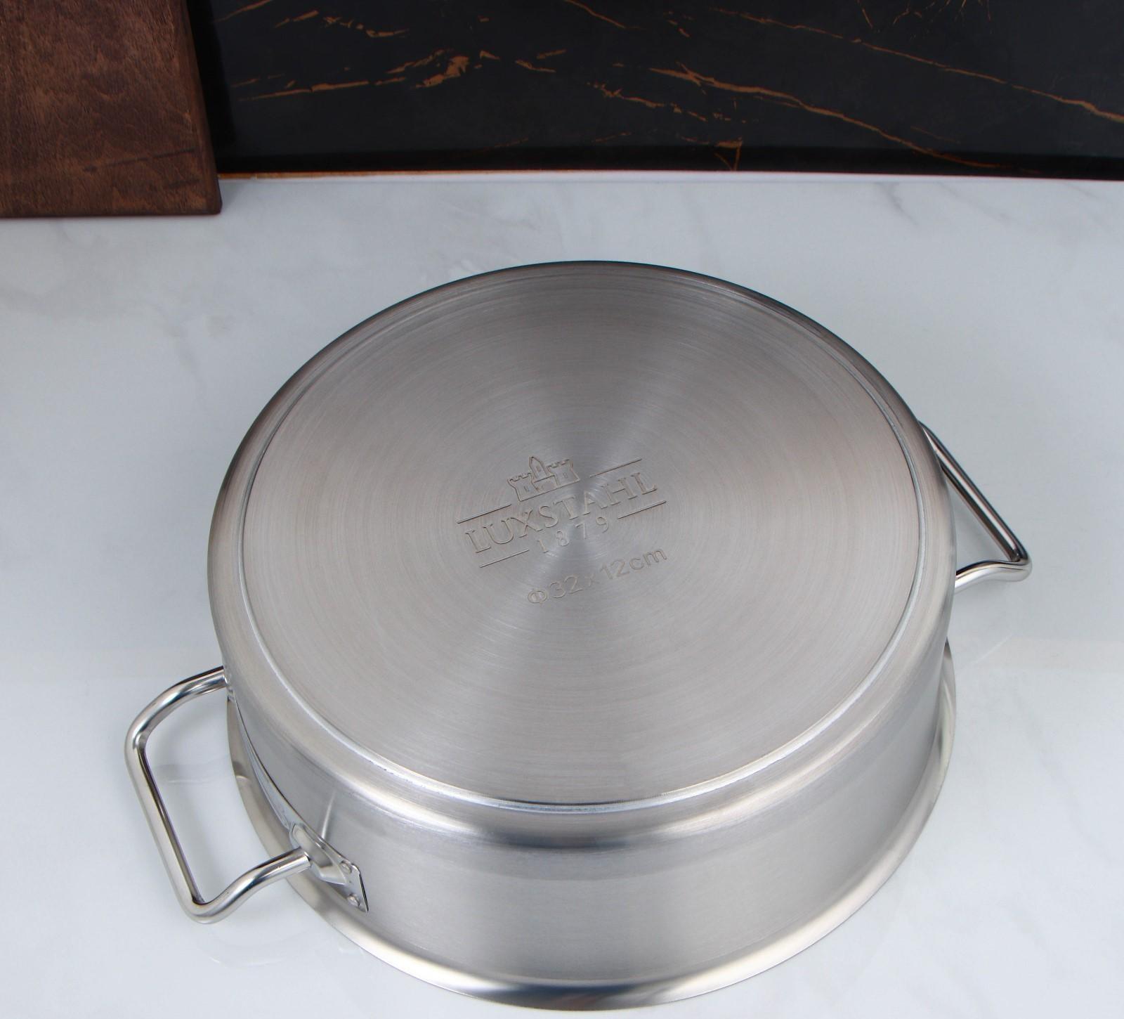 Котёл, 10 л, d=32 см, h=12 см, металлическая крышка, тройное дно, индукция, нержавеющая сталь