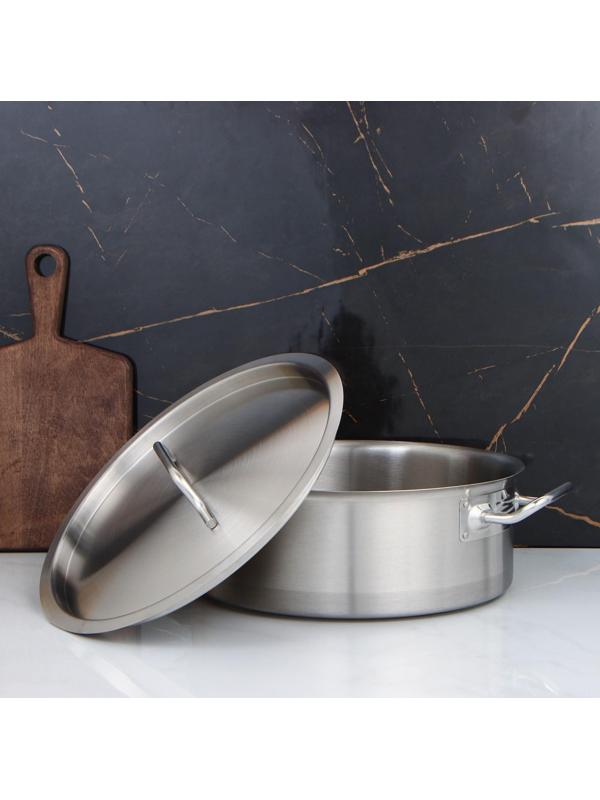Котёл, 10 л, d=32 см, h=12 см, металлическая крышка, тройное дно, индукция, нержавеющая сталь