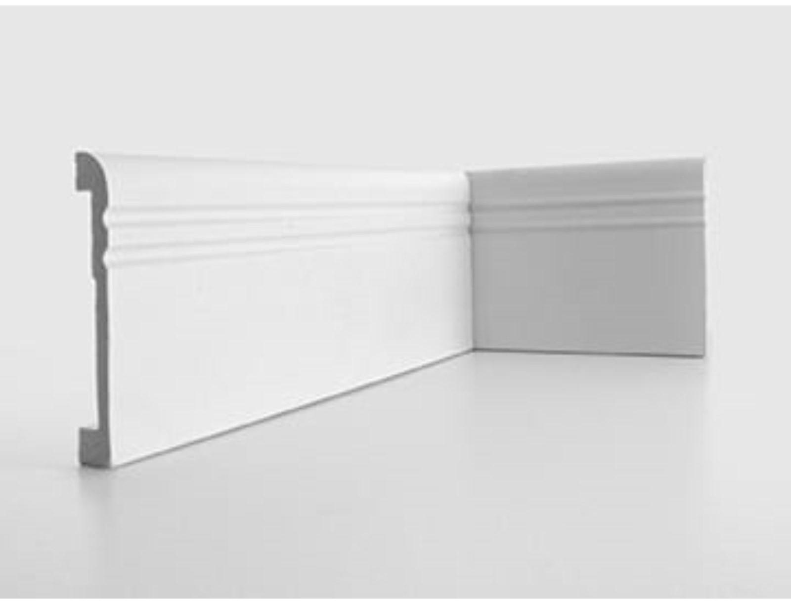 Плинтус пластиковый ударопрочный белый 80х12х2000мм