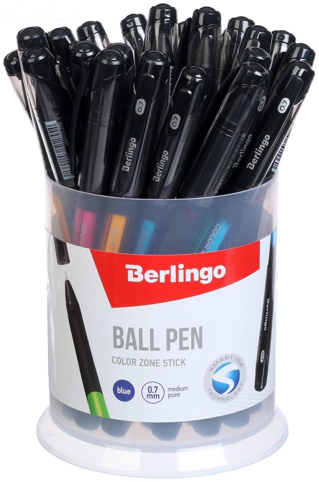 Ручка шариковая Berlingo Color Zone stick 0,7мм, синяя, прорезин корпус микс 285411