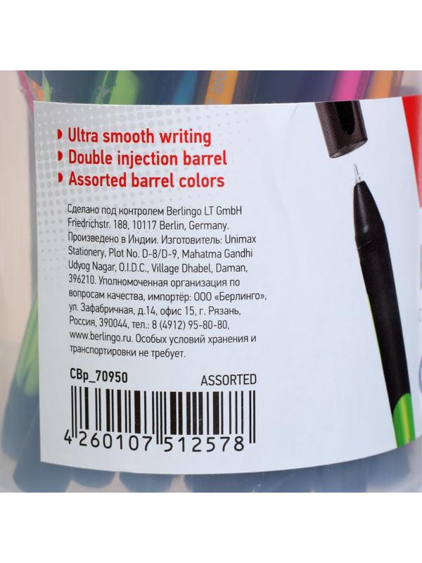 Ручка шариковая Berlingo Color Zone stick 0,7мм, синяя, прорезин корпус микс 285411