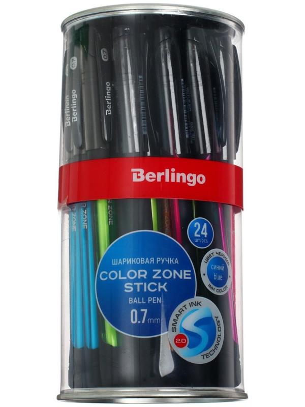 Ручка шариковая Berlingo Color Zone stick 0,7мм, синяя, прорезин корпус микс 285411