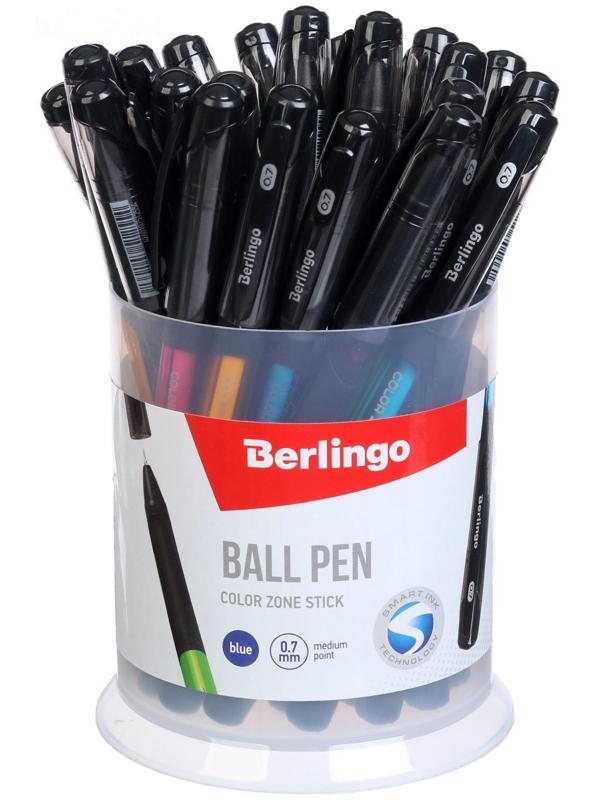 Ручка шариковая Berlingo Color Zone stick 0,7мм, синяя, прорезин корпус микс 285411