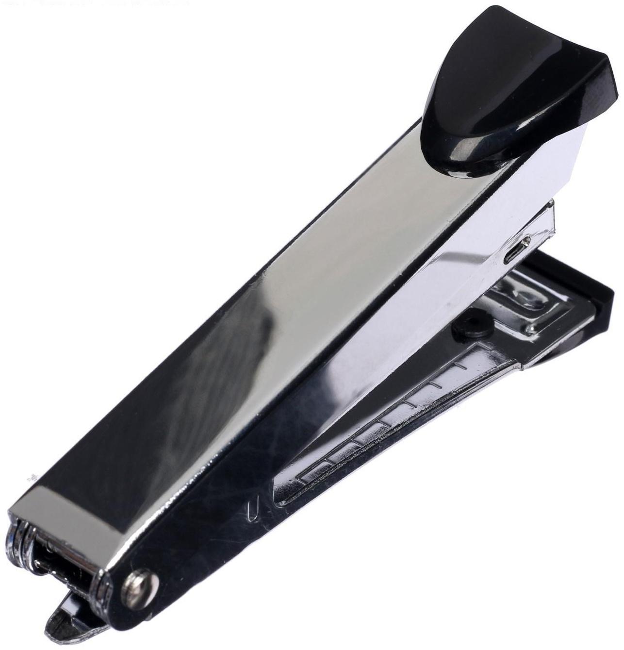 Cтеплер №10, на 15 листов, Attomex, металлический корпус, с встроенным антистеплером, чёрный