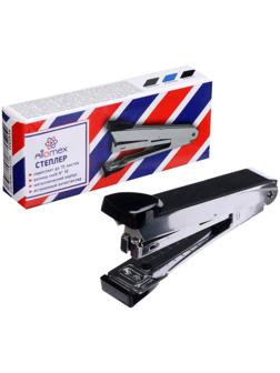 Cтеплер №10, на 15 листов, Attomex, металлический корпус, с встроенным антистеплером, чёрный