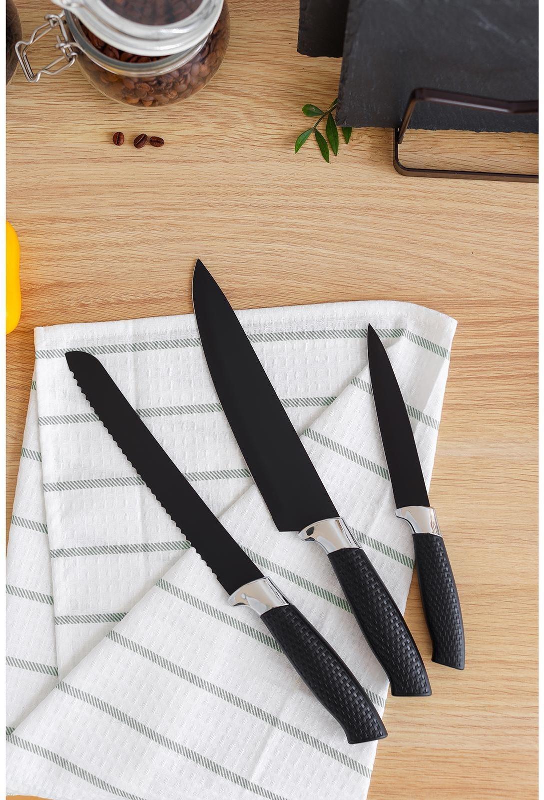 Нож с антиналипающим покрытием Доляна «Супер-блэк», лезвие 20 см, хлебный, цвет чёрный