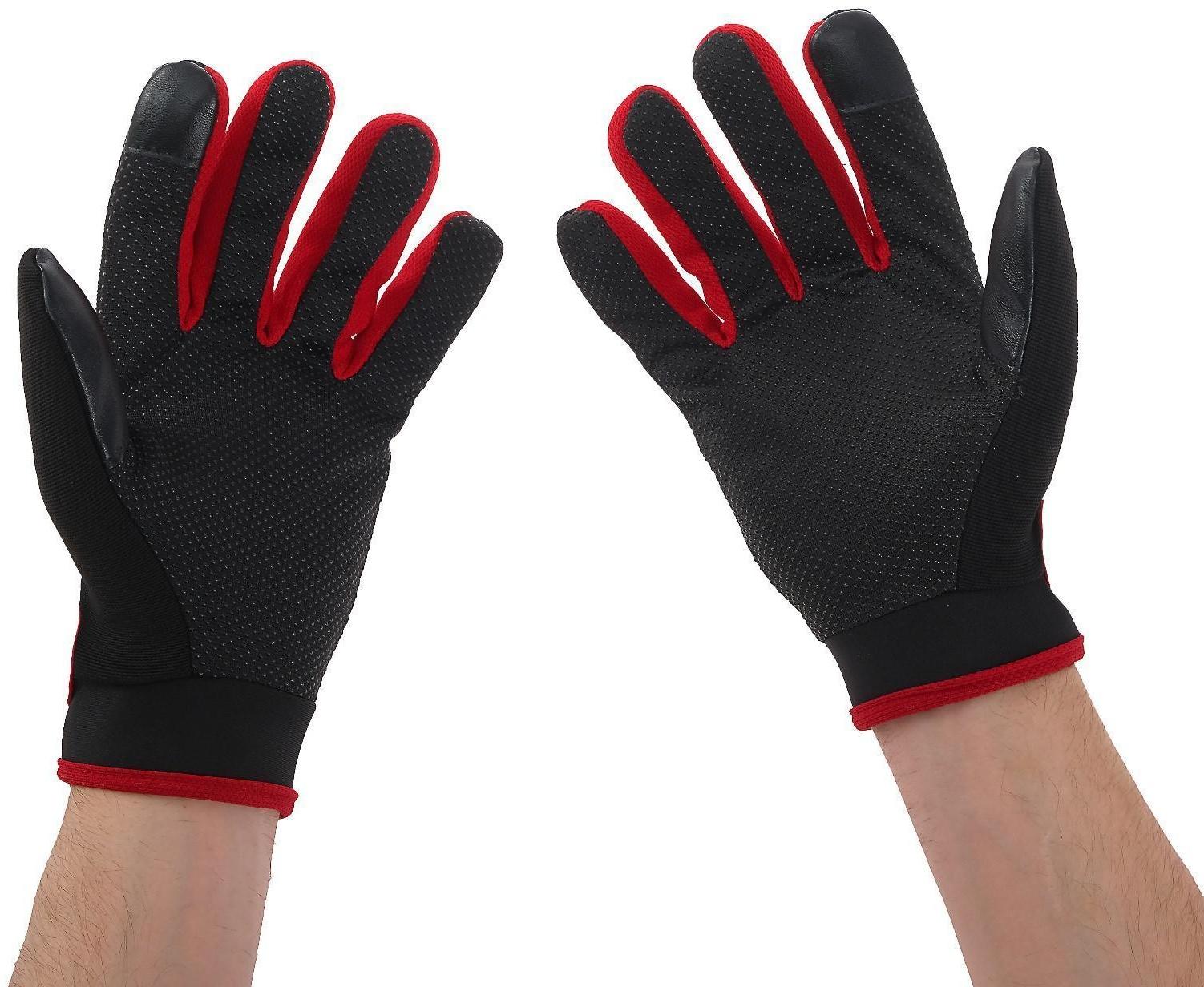 Перчатки мотоциклетные, межсезонные, одноразмерные, черно-красный