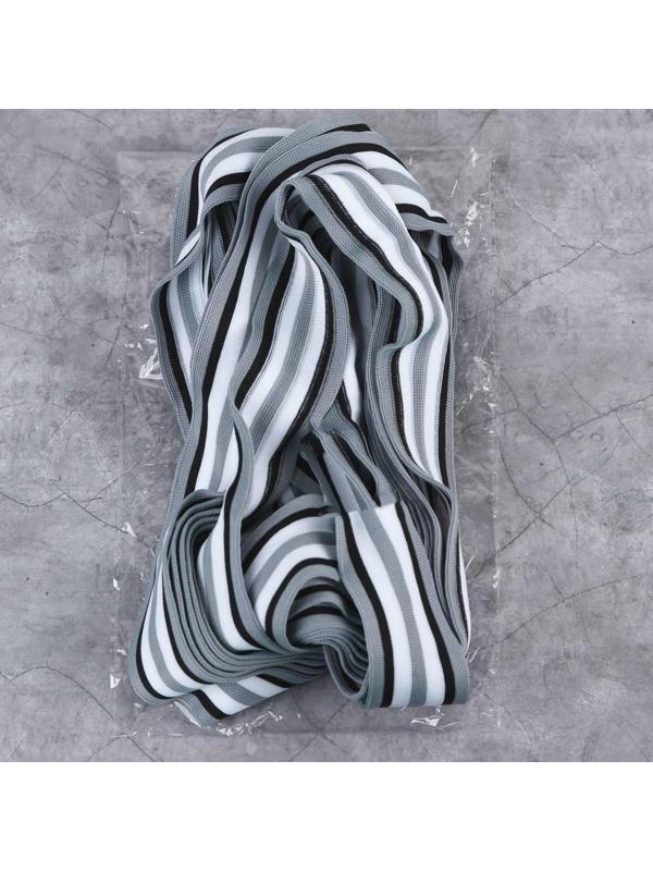 Тесьма трикотажная лампас 40 мм, 9 ± 0,5 м, цвет серый/чёрный/белый