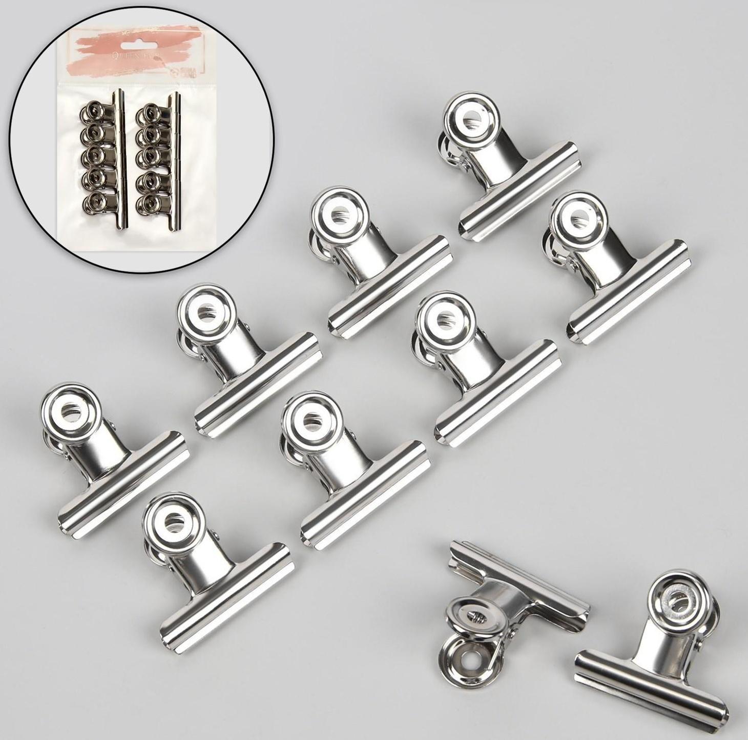 Зажимы для наращивания ногтей, 3,8 см, 10 шт, цвет серебристый