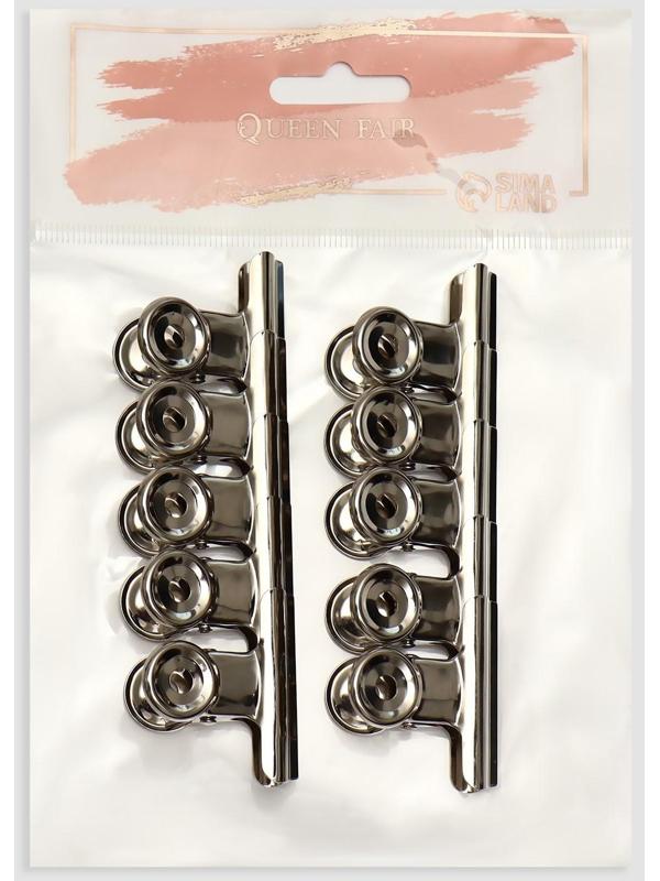 Зажимы для наращивания ногтей, 3,8 см, 10 шт, цвет серебристый