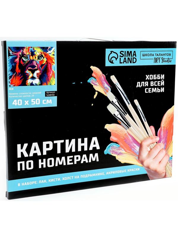 Картина по номерам на холсте с подрамником «Лев» 40х50 см