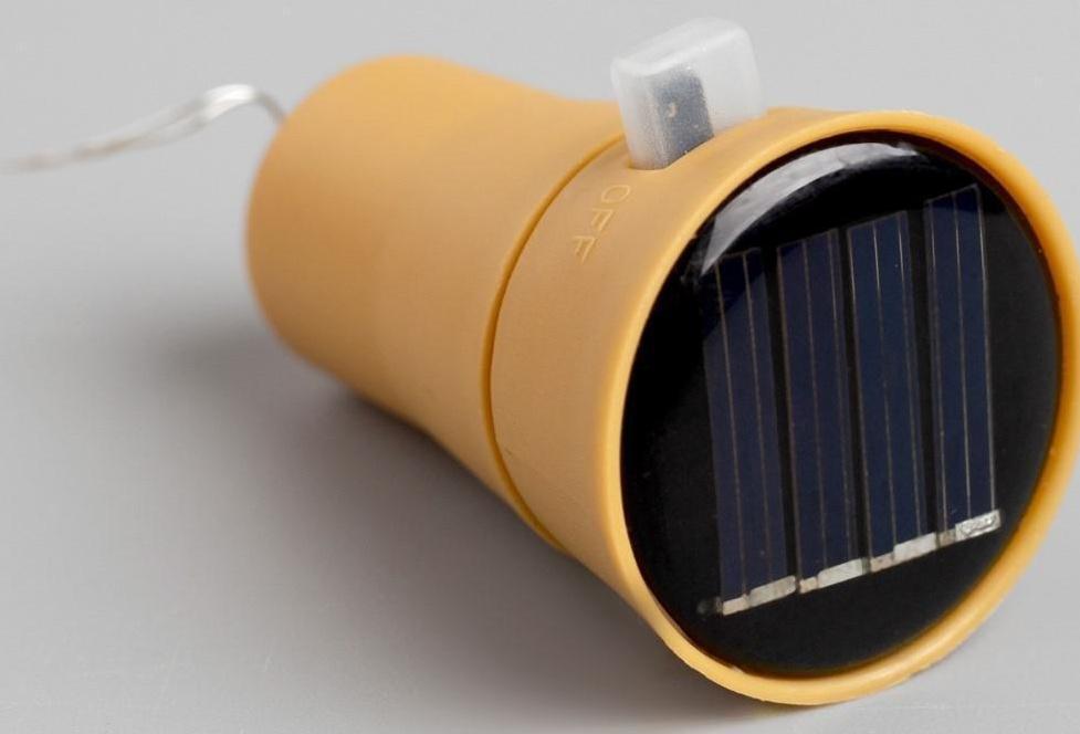 Гирлянда «Нить» 2 м роса с пробкой, IP44, серебристая нить, 20 LED, свечение тёплое белое, солнечная батарея