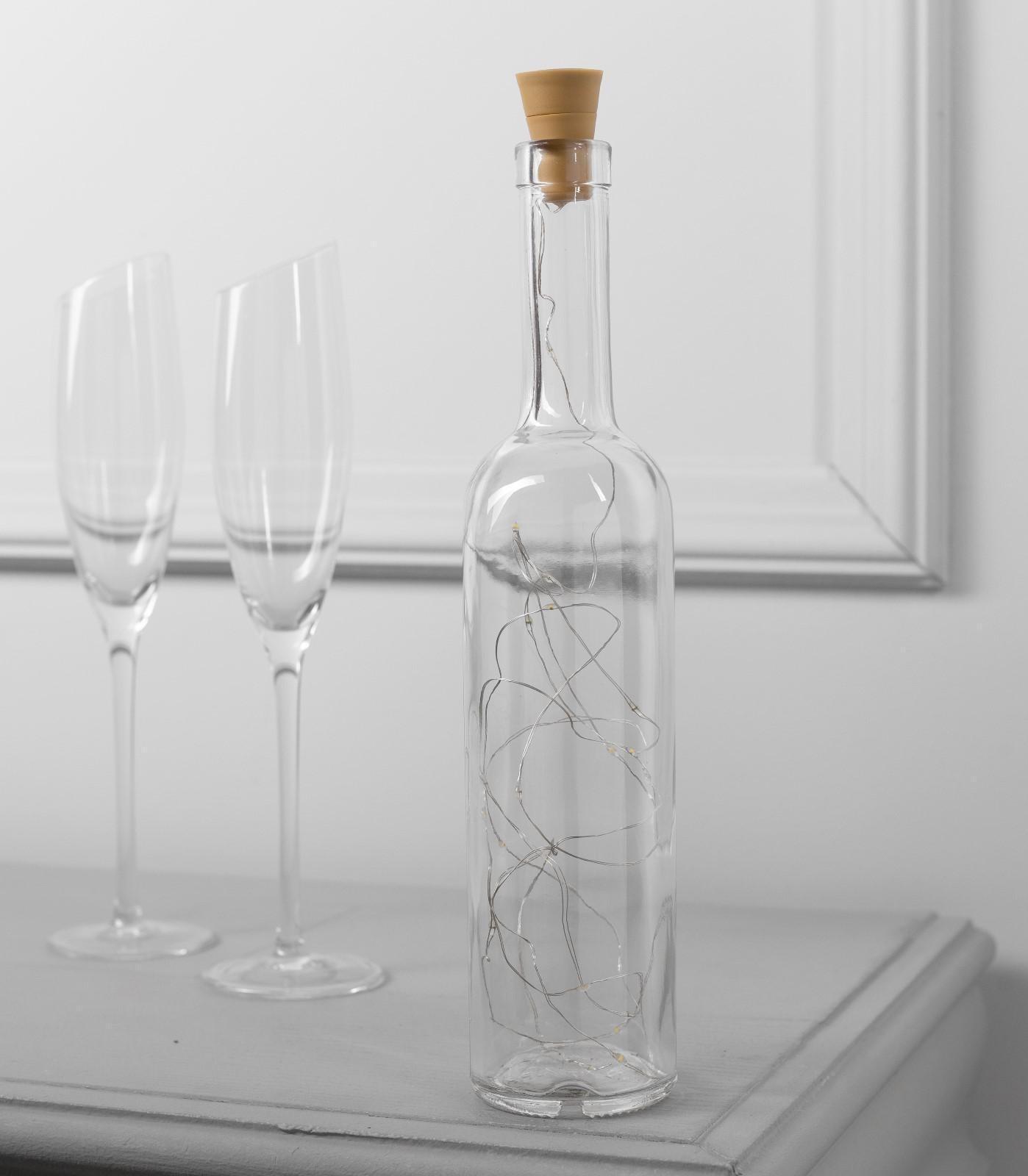 Гирлянда «Нить» 2 м роса с пробкой, IP44, серебристая нить, 20 LED, свечение тёплое белое, солнечная батарея