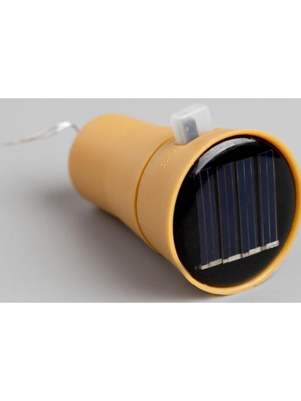 Гирлянда «Нить» 2 м роса с пробкой, IP44, серебристая нить, 20 LED, свечение тёплое белое, солнечная батарея