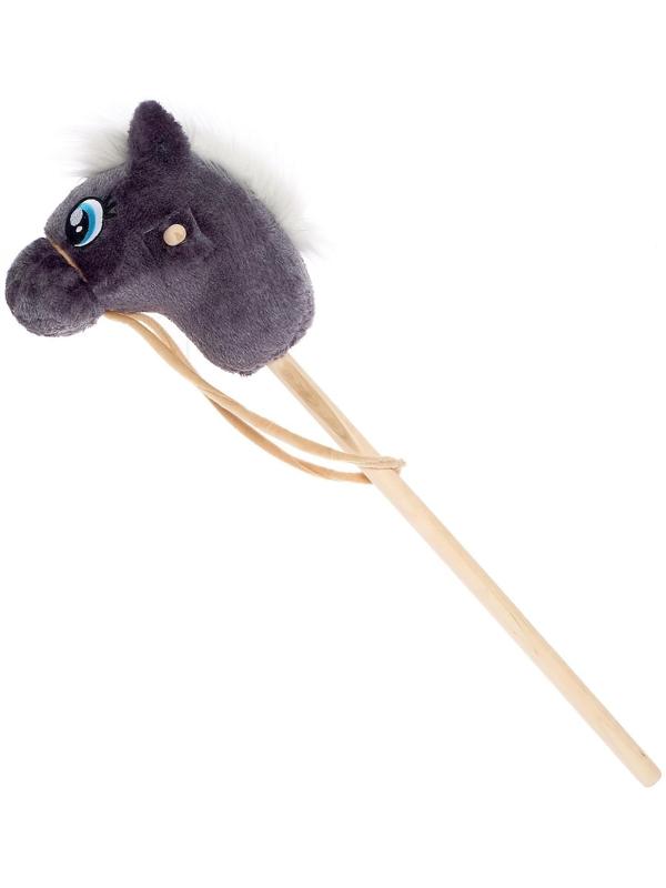 Мягкая игрушка «Конь-скакун», на палке, цвет серый