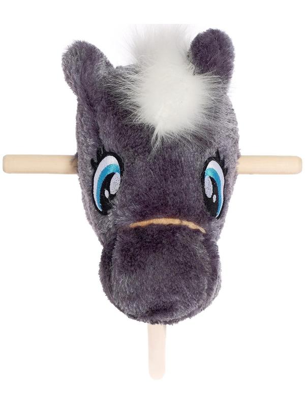 Мягкая игрушка «Конь-скакун», на палке, цвет серый