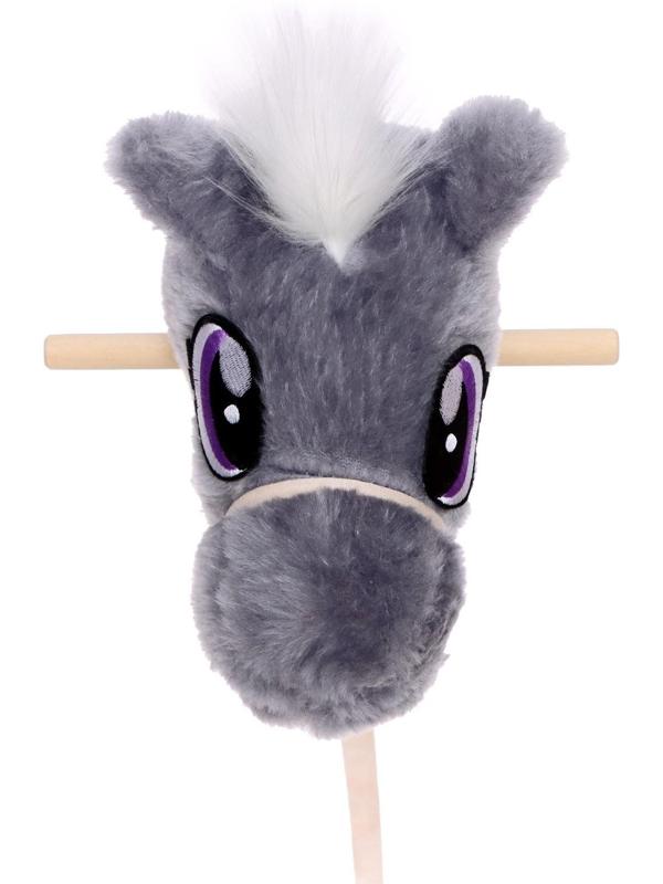 Мягкая игрушка «Конь-скакун», на палке, цвет серый