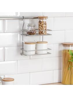 Полка для рейлинга прямая, 2-х ярусная, 20×10×27 см, d=16 мм, цвет хром