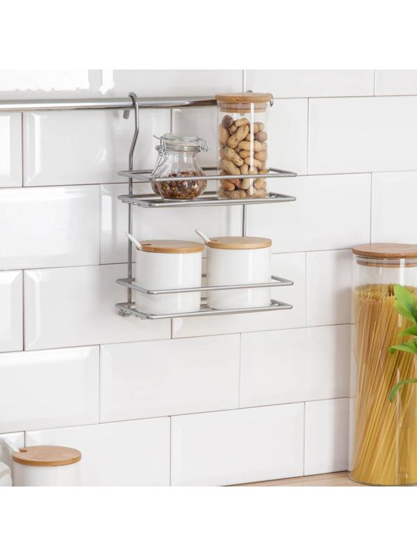 Полка для рейлинга прямая, 2-х ярусная, 20×10×27 см, d=16 мм, цвет хром