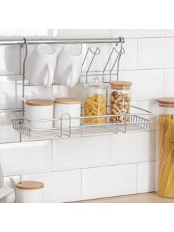 Полка для рейлинга комбинированная со стаканодержателем, 39,5×15×27 см, d=16 мм, цвет хром