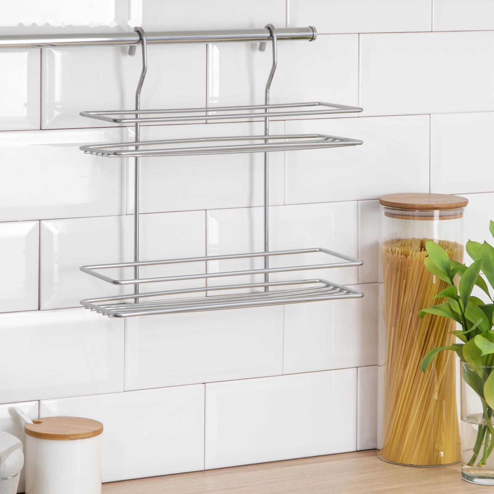 Полка для рейлинга прямая, 2-х ярусная, 30×10×31,7 см, d=16 мм, цвет хром