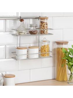 Полка для рейлинга прямая, 2-х ярусная, 30×10×31,7 см, d=16 мм, цвет хром