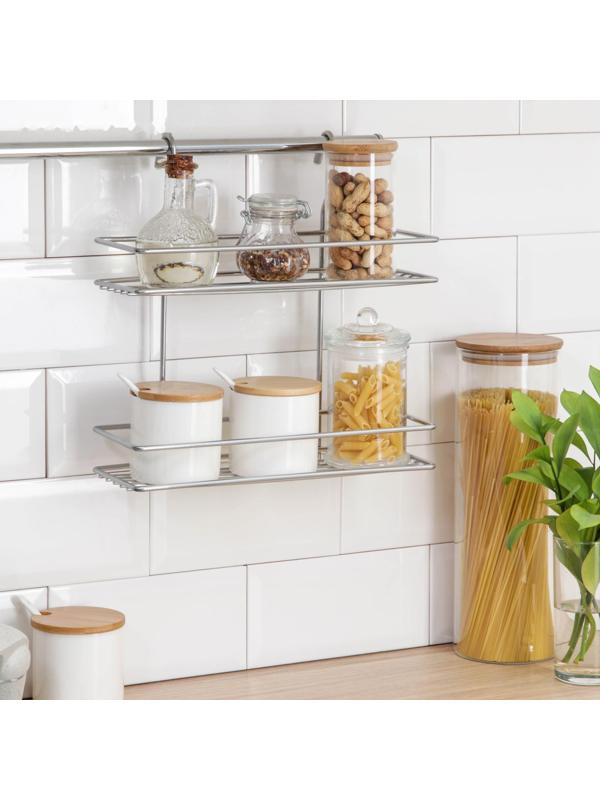 Полка для рейлинга прямая, 2-х ярусная, 30×10×31,7 см, d=16 мм, цвет хром