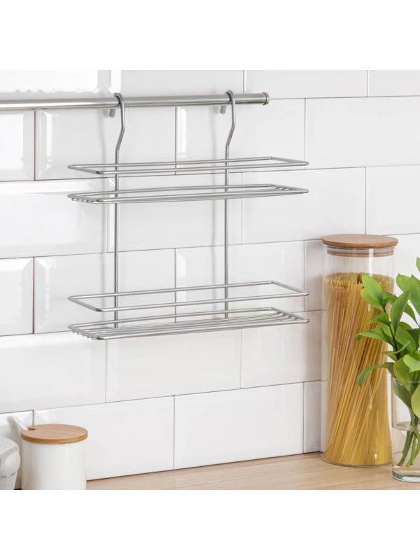 Полка для рейлинга прямая, 2-х ярусная, 30×10×31,7 см, d=16 мм, цвет хром