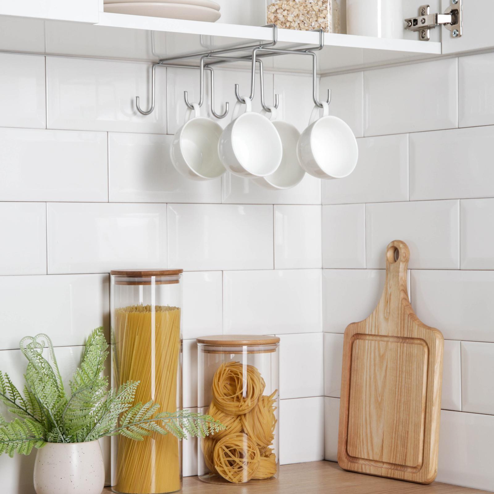 Держатель для кружек подвесной на 6 предметов, 16×27×10 см, цвет хром зеркальный